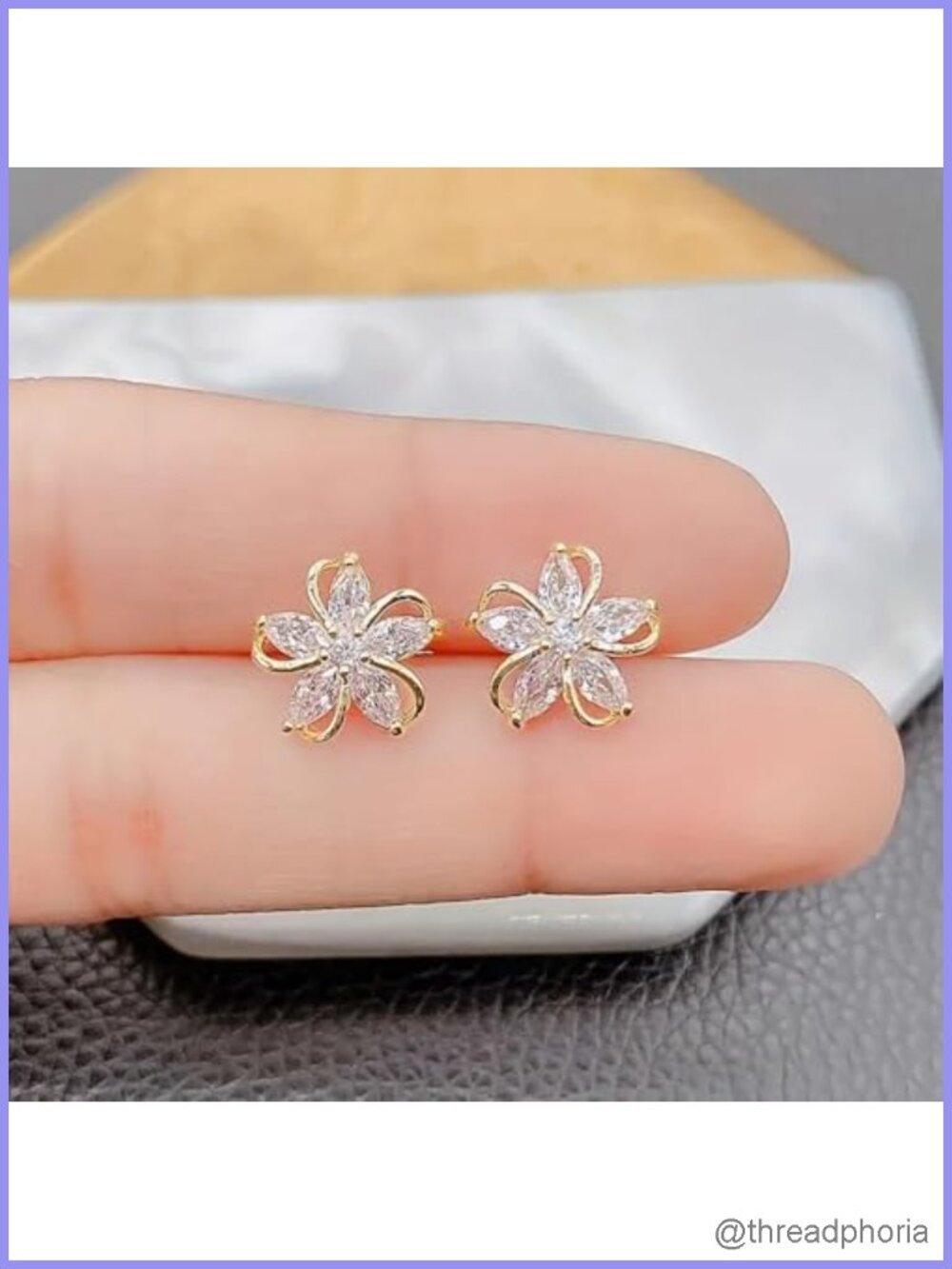 Delicate Flower Stud Earrings Brilliant CZ Engagement Jewelry for Women